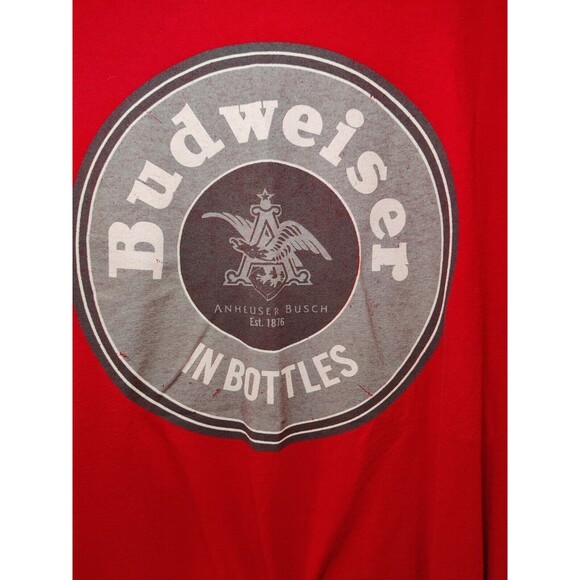 Budweiser in Bottles - Vintage Mens L Heavy Duty Tee - Red - Anheuser Busch - Picture 3 of 7